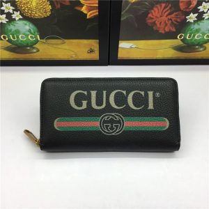 Gucci Print Leather Zip Around Wallet (Varied Colors)