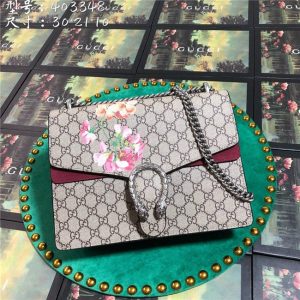 Gucci Dionysus Medium Shoulder Bag Blooms Print with Wine Suede