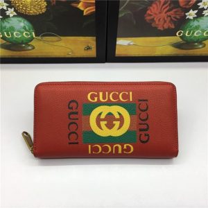 Gucci Print Leather Zip Around Wallet (Varied Colors)