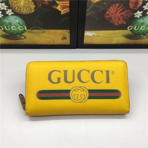 Gucci Print Leather Zip Around Wallet (Varied Colors)