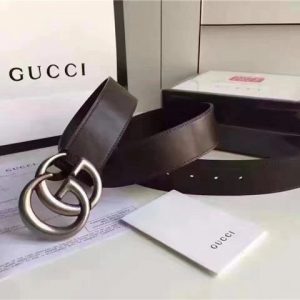 Gucci Leather Belt Replica with Double G Buckle (Varied Colors)