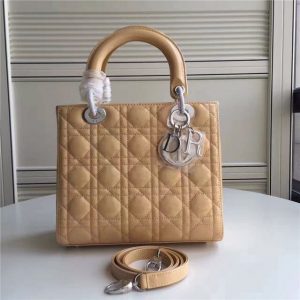 Christian Dior Lady Dior Medium Patent Leather Quilted Bag-Silver Hardware (Varied Colors)