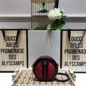 Gucci Mini Round Shoulder Bag Canvas/Suede (Varied Colors)