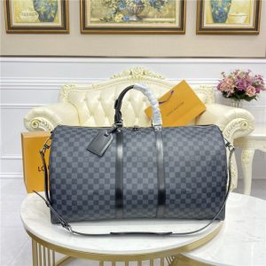 Louis Vuitton Keepall Bandouliere 55 Damier Graphite Fake Canvas Bags