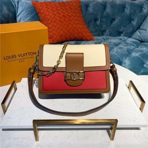 Louis Vuitton Dauphine MM Taurillon leather Panama / Scarlet