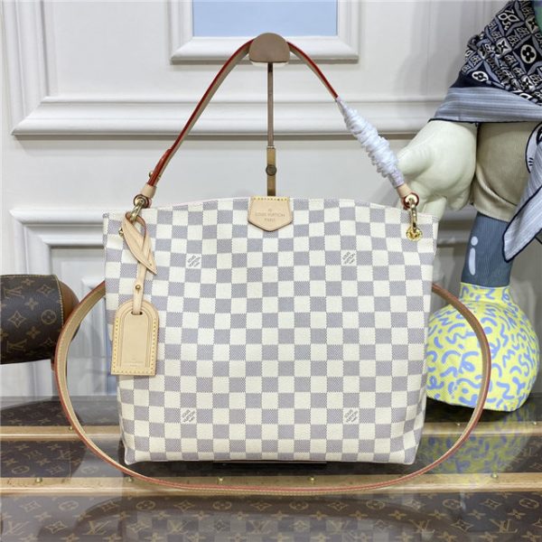 Louis Vuitton Graceful Damier Azur Replica Canvas PM Rose Ballerine