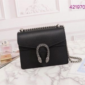 Gucci Dionysus GG Supreme Mini Bag Black Leather