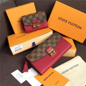 Louis Vuitton Croisette Compact Wallet Damier Ebene Lie De Vin