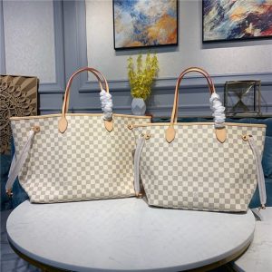 Louis Vuitton Damier Replica Azur Canvas Neverfull Bag GM Beige