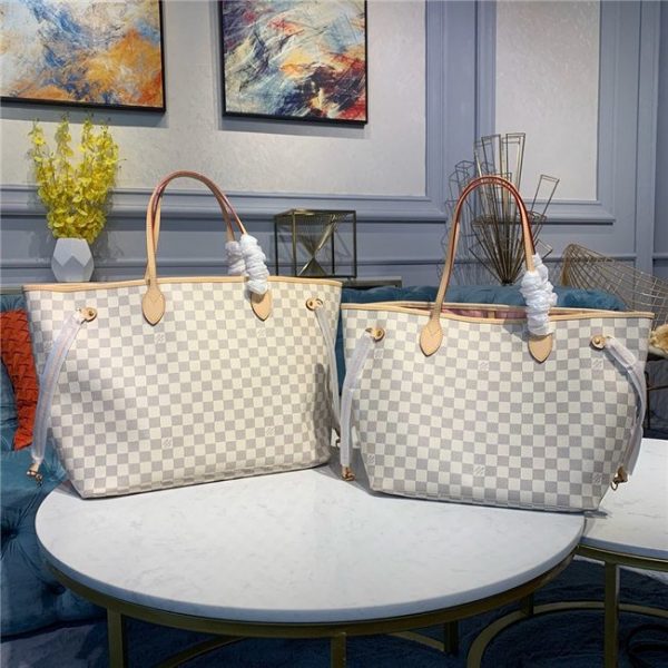 Louis Vuitton Damier Azur Neverfull Replica MM Rose Ballerine