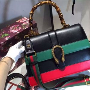 Gucci Dionysus Black Leather Top Handle Bag
