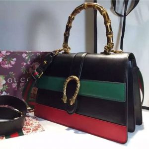 Gucci Dionysus Black Leather Top Handle Bag