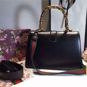 Gucci Dionysus Black Leather Top Handle Bag