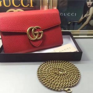 Gucci GG Marmont Leather Mini Chain Bag Replica (2 Colors)