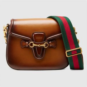 Gucci Lady Web Leather Shoulder Replica Bag (Varied Colors)