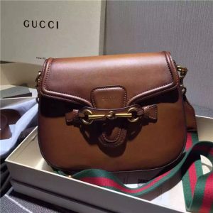 Gucci Lady Web Leather Shoulder Replica Bag (Varied Colors)