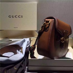 Gucci Lady Web Leather Shoulder Replica Bag (Varied Colors)