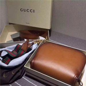 Gucci Lady Web Leather Shoulder Replica Bag (Varied Colors)