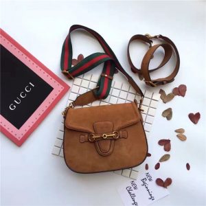 Gucci Lady Web Tan Suede Replica Shoulder Bags