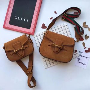 Gucci Lady Web Tan Suede Replica Shoulder Bags