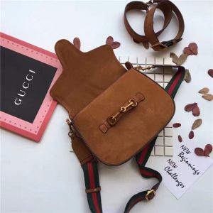 Gucci Lady Web Tan Suede Replica Shoulder Bags