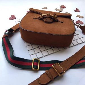 Gucci Lady Web Tan Suede Replica Shoulder Bags