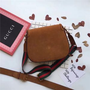 Gucci Lady Web Tan Suede Replica Shoulder Bags