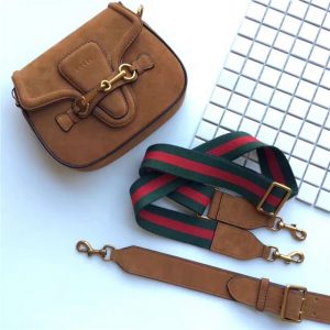 Gucci Small Lady Web Suede Shoulder Bag