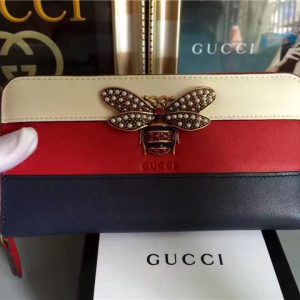 Gucci Queen Margaret Leather Zip Around Wallet (Varied Colors)