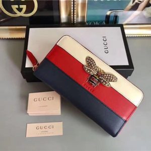 Gucci Queen Margaret Leather Zip Around Wallet (Varied Colors)