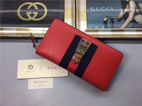 Gucci Sylvie Leather Zip Around Wallet (Varied Colors)