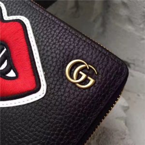 Gucci Leather Zip Around Wallet With Mouth (2 Colors)