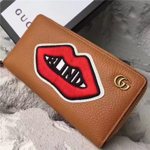 Gucci Leather Zip Around Wallet With Mouth (2 Colors)