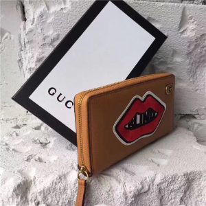 Gucci Leather Zip Around Wallet With Mouth (2 Colors)