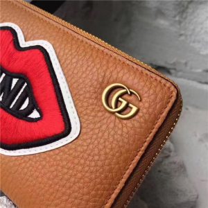 Gucci Leather Zip Around Wallet With Mouth (2 Colors)