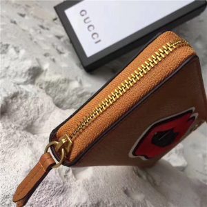 Gucci Leather Zip Around Wallet With Mouth (2 Colors)