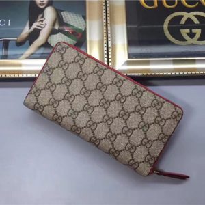 Gucci GG Supreme Zip Around Wallet With Cherries