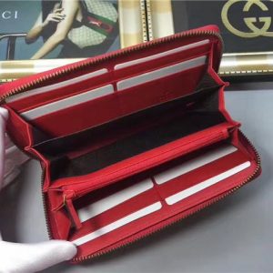 Gucci GG Supreme Zip Around Wallet With Cherries