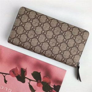 Gucci GG Supreme Zip Around Wallet Snake Print