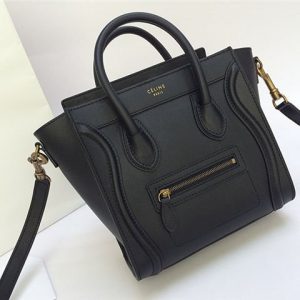 Celine Nano Luggage Black Smooth Leather
