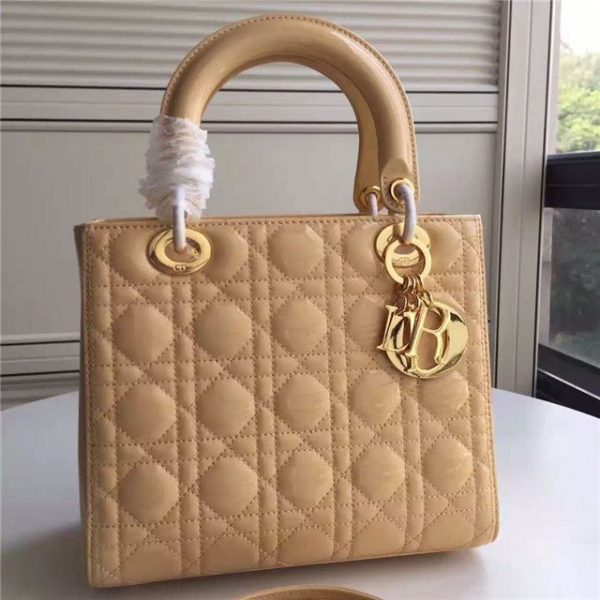 Christian Dior Lady Dior Medium Patent Leather Quilted Bag-Gold Hardware (Varied Colors)