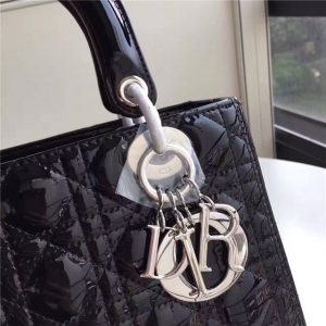 Christian Dior Lady Dior Medium Patent Leather Quilted Bag-Silver Hardware (Varied Colors)