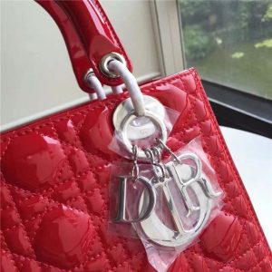 Christian Dior Lady Dior Medium Patent Leather Quilted Bag-Silver Hardware (Varied Colors)