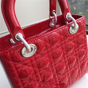 Christian Dior Lady Dior Medium Patent Leather Quilted Bag-Silver Hardware (Varied Colors)