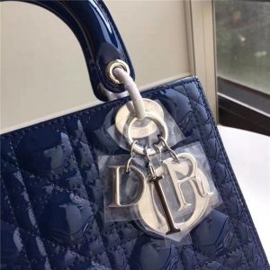 Christian Dior Lady Dior Medium Patent Leather Quilted Bag-Silver Hardware (Varied Colors)