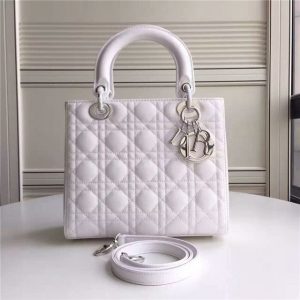 Christian Dior Lady Dior Medium Patent Leather Quilted Bag-Silver Hardware (Varied Colors)