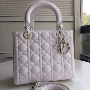 Christian Dior Lady Dior Medium Patent Leather Quilted Bag-Silver Hardware (Varied Colors)