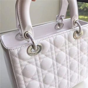 Christian Dior Lady Dior Medium Patent Leather Quilted Bag-Silver Hardware (Varied Colors)