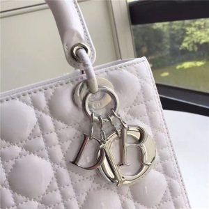 Christian Dior Lady Dior Medium Patent Leather Quilted Bag-Silver Hardware (Varied Colors)