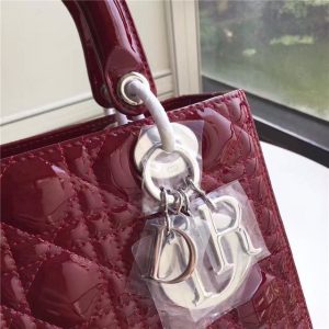 Christian Dior Lady Dior Medium Patent Leather Quilted Bag-Silver Hardware (Varied Colors)